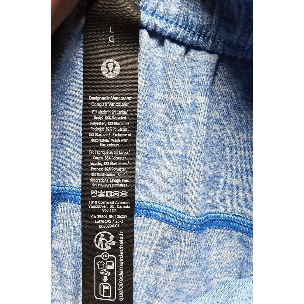 Lululemon Mens Soft Jersey Short 5" Poolside Heathered Blue LM7BCVS Size L NEW - Picture 2 of 9